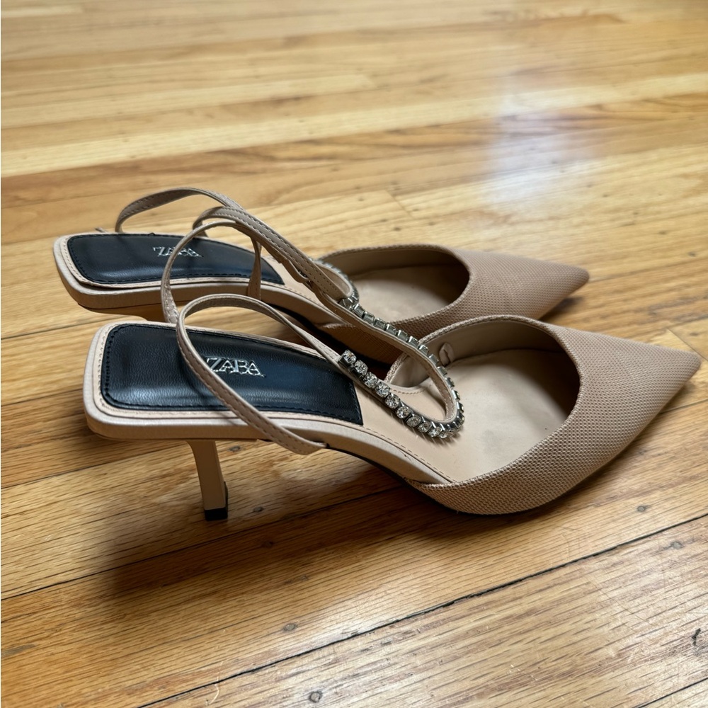 Zara kitten heel with rhinestones
